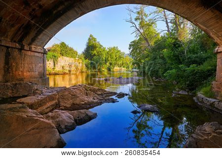 Cangas de Onis roman bridge on Sella river in Asturias of Spain