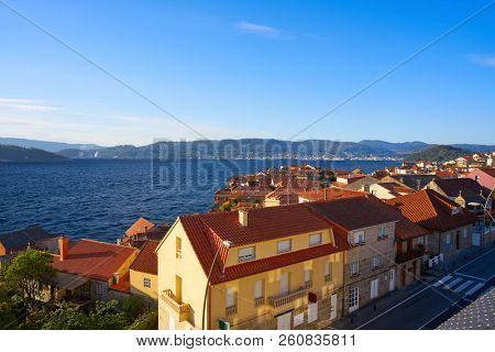 Combarro Galician village aerial in Vigo at Galicia Spain with Ria de Pontevedra
