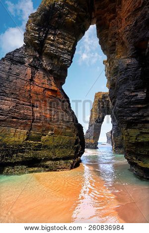 Playa las catedrales Catedrais beach in Ribadeo Galicia of Lugo Spain