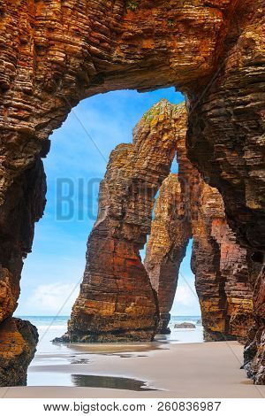 Playa las catedrales Catedrais beach in Ribadeo Galicia of Lugo Spain