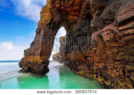 Playa las catedrales Catedrais beach in Ribadeo Galicia of Lugo Spain
