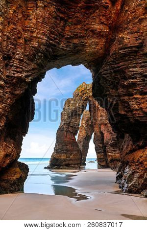 Playa las catedrales Catedrais beach in Ribadeo Galicia of Lugo Spain