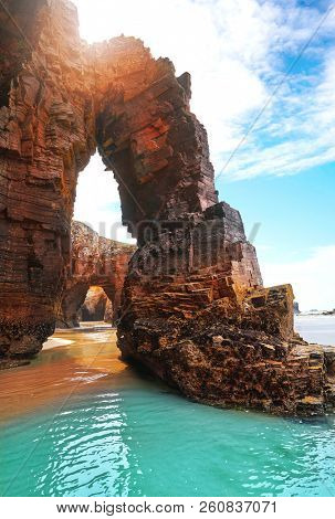 Playa las catedrales Catedrais beach in Ribadeo Galicia of Lugo Spain