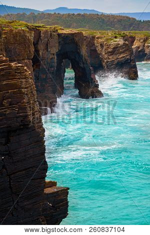 Playa las catedrales Catedrais beach in Ribadeo Galicia of Lugo Spain
