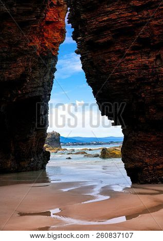 Playa las catedrales Catedrais beach in Ribadeo Galicia of Lugo Spain