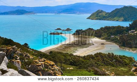 Alto do Principe high view point in Islas Cies islands of Vigo at Spain
