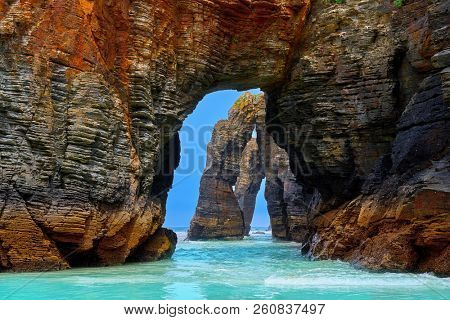 Playa las catedrales Catedrais beach in Ribadeo Galicia of Lugo Spain