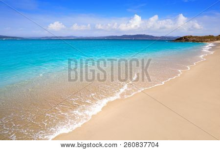 Praia de Rodas beach in islas Cies island of Vigo at Spain
