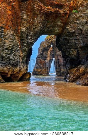 Playa las catedrales Catedrais beach in Ribadeo Galicia of Lugo Spain