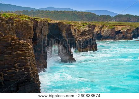 Playa las catedrales Catedrais beach in Ribadeo Galicia of Lugo Spain
