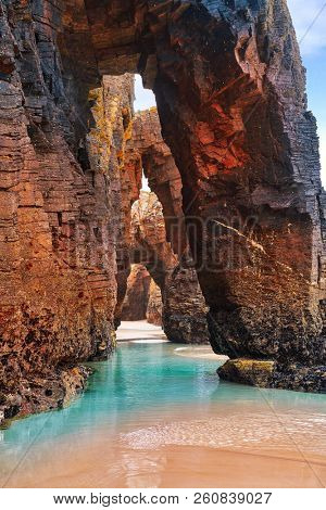 Playa las catedrales Catedrais beach in Ribadeo Galicia of Lugo Spain