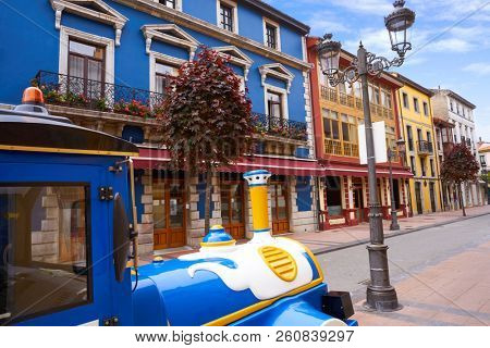 Ribadesella facades in Asturias of Spain