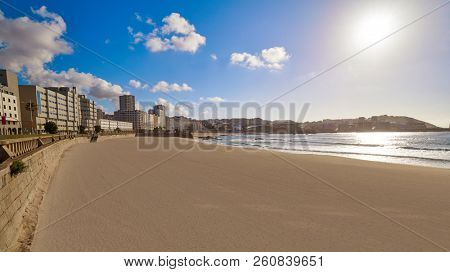 La Coruna Riazor beach in Galicia of Spain