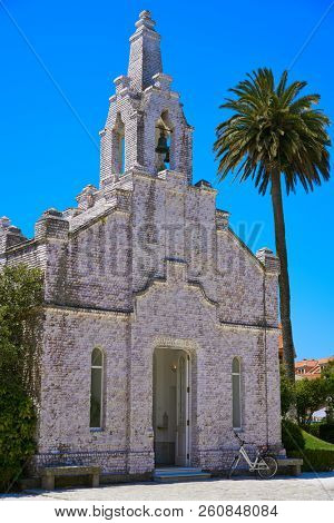 La toja island Toxa Chapel made of sea shells in Pontevedra Galicia Spain