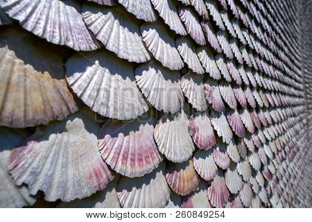 La toja island Toxa Chapel made of sea shells in Pontevedra Galicia Spain