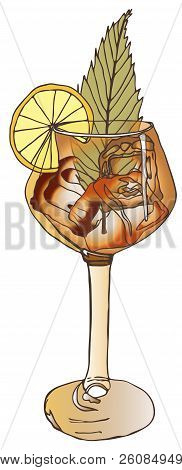 One Glass Of A Festive Drink From A Bar Drawing In Color