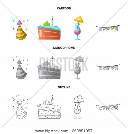 Vector Design Of Party And Birthday Logo. Set Of Party And Celebration Vector Icon For Stock.