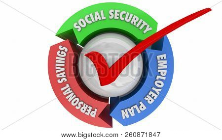 Retirement Savings 401K Social Security Accounts 3d Illustration