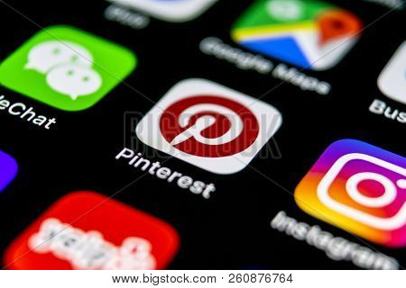 Sankt-petersburg, Russia, September 30, 2018: Pinterest Application Icon On Apple Iphone X Smartphon