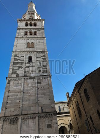 Romanesque Ghirlandina Bell Tower, Unesco Heritage, Modena, Italy.