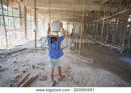 Poor Children Working At Construction Site Against Children Labour,  World Day Against Child Labour 