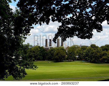 Greenwich Power Station From Greenwich Park. Summer, London.