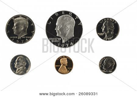Spojené státy důkaz mince izolované na bílém