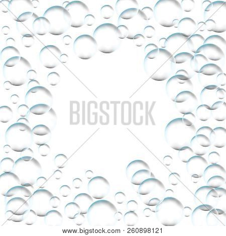 Frame For Processing Of Transparent Bubbles. Background Of Air B
