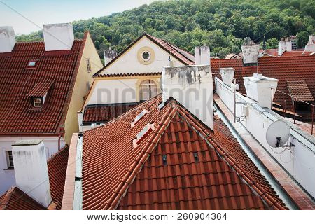 Panorama Of Red Roofs Skyline Of Prague City Czech Republic