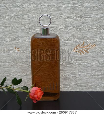 Lagerfeld, Mens Fragrance, Large Perfume Bottle In Front Of The Satin Wallcovering Elysee Decorated 