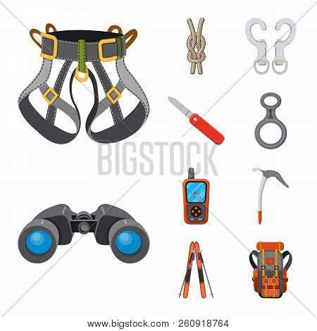 Isolated Object Of Mountaineering And Peak Symbol. Set Of Mountaineering And Camp Stock Vector Illus