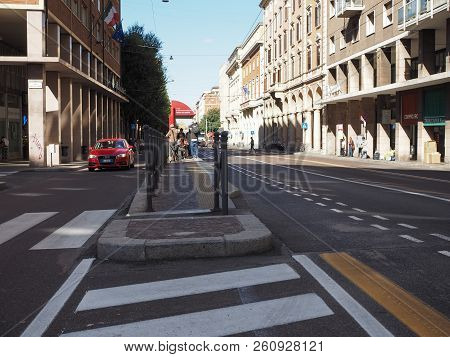 Bologna, Italy - Circa September 2018: Via Marconi Street (formerly Via Roma)