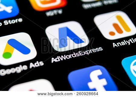 Sankt-petersburg, Russia, September 30, 2018: Google Adwords Express Application Icon On Apple Iphon