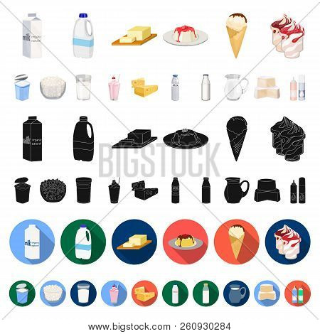 Milk Product Cartoon Icons In Set Collection For Design.milk And Food Vector Symbol Stock Web Illust