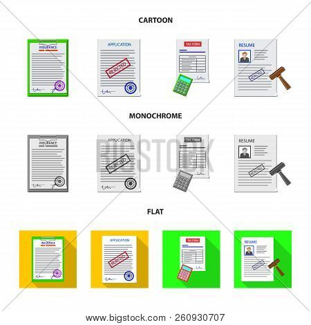 Vector Illustration Of Form And Document Sign. Set Of Form And Mark Stock Vector Illustration.