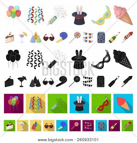 Party, Entertainment Cartoon Icons In Set Collection For Design. Celebration And Treat Vector Symbol