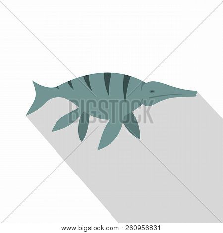 Ichthyosaur Dinosaur Icon. Flat Illustration Of Ichthyosaur Dinosaur Icon For Web Isolated On White 