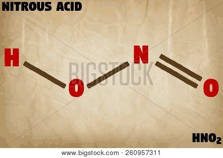 Detailed Infographic Illustration Of The Molecule Of Nitrous Acid