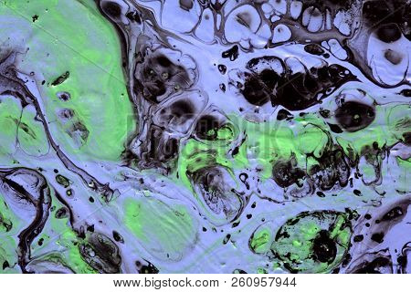 Abstract texture. Modern artwork background. Mixed black green and blue pianting. Fluid Art. Unusual trendy background for poster, card, invitation. Contemporary art.