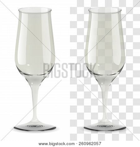 Vector Realistic Transparent And Isolated Whiskey Tulip Glass. Alcohol Drink Glass Icon Illustration