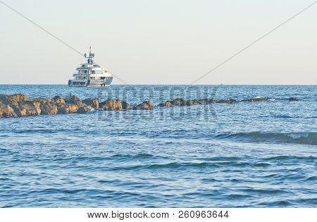 Mallorca, Spain - September 28, 2018: Award Winning Cayman Flag Superyacht Slipstream Anchored In Pa
