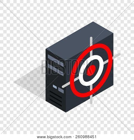 Computer System Unit And Red Target Isometric Icon 3d On A Transparent Background Illustration