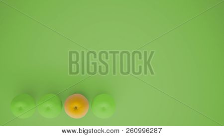 Outstanding Ogm Free Orange Contrasts With Green Oranges On Pastel Background With Copy Space, Natur