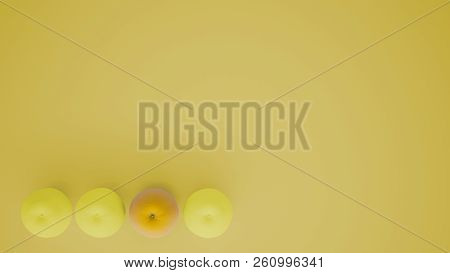 Outstanding Ogm Free Orange Contrasts With Yellow Oranges On Pastel Background With Copy Space, Natu
