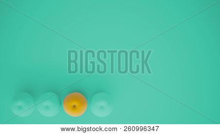 Outstanding Ogm Free Orange Contrasts With Turquoise Oranges On Pastel Background With Copy Space, N