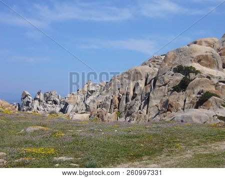 Granite Rocks With Mediterranean Vegetation, Capo Testa, Santa Teresa Gallura, Italy