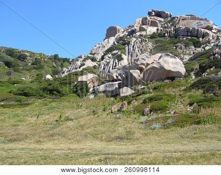 Granite Rocks With Mediterranean Vegetation, Moon's Valley, Capo Testa, Santa Teresa Gallura, Italy