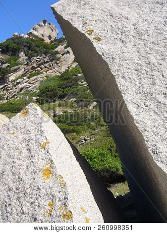 Granite Rocks With Mediterranean Vegetation, Moon's Valley, Capo Testa, Santa Teresa Gallura, Italy
