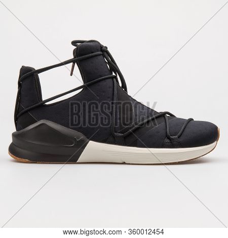 Vienna, Austria - August 14, 2017: Puma Rope Vr Black And White Sneaker On White Background.