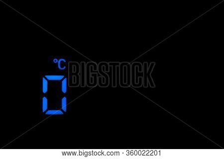 Electronic Symbol 0 Degree Celcius, Blue Color On A Black Background